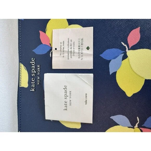 Kate Spade New York 15" Laptop Case, Cameron Lemon Zest, L-zip - Picture 3 of 3